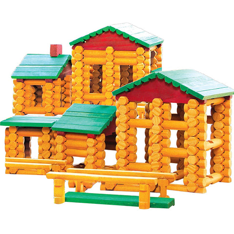 Smart Builder Master Cabin Log Set, Includes 400 Pieces of Interlocking Wood Logs