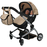 Babyboo Deluxe Twin Doll Bassinet & Stroller (Sand) with Free Carriage - Toys 2 Discover - 1