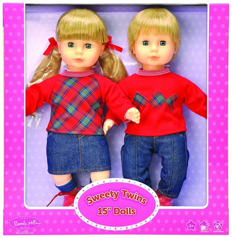 Beverly Hills Sweety Twins 15'' Blond Dolls, Matching Boy & Girl