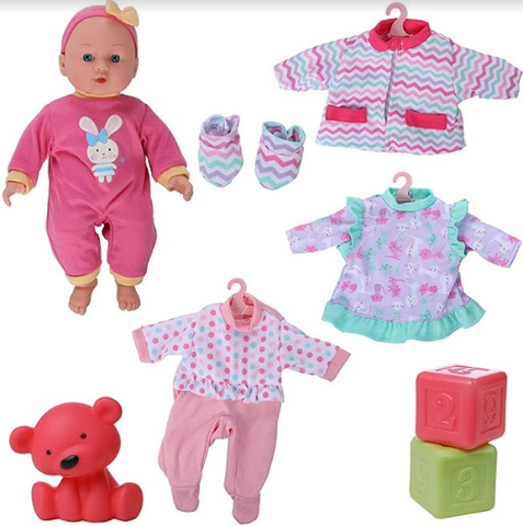 14 Inch Doll With Wardrobe Accessories