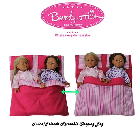 Beverly Hills Reversible Doll twin/friend sleeping bag Fits American girl 18'' Doll
