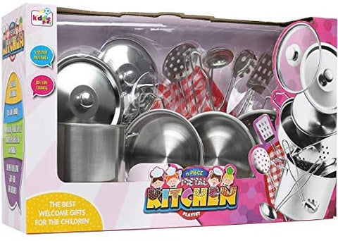 Stainless Steel 11 Piece Pretend Dishes