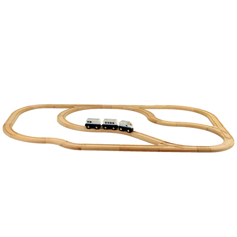 55 Piece Wooden Expansion Pack Train Set With Train Cars, Comes In A Clear Container, Compatible With All Major Brands