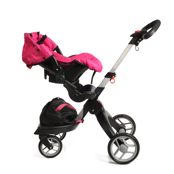 Mommy and Me SoCutie Doll Stroller with Swiveling Wheels and Adjustable Carriage Bag Included PINK