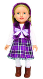 Beverly Hills 18" Doll with Blonde Hair, Dressed in a Purple Skirt and Fur Vest