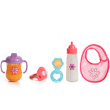 Mommy & Me Baby Doll 5 Piece Feeding Set - Includes A Magic Disappearing Milk Bottle and Sippy Cup