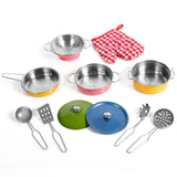 11 Piece Stainless Steel Colorful Pretend Dishes