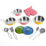 11 Piece Stainless Steel Colorful Pretend Dishes