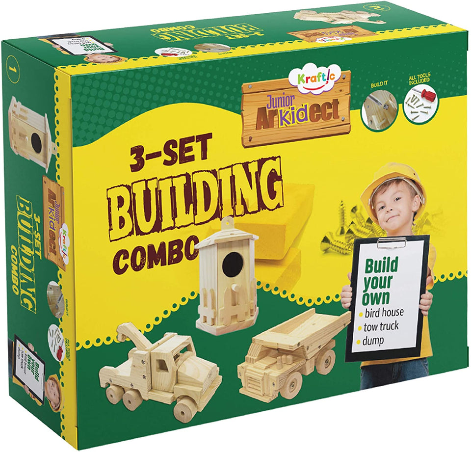 Kraftic Woodworking Building Kit for Kids and Adults, with 3