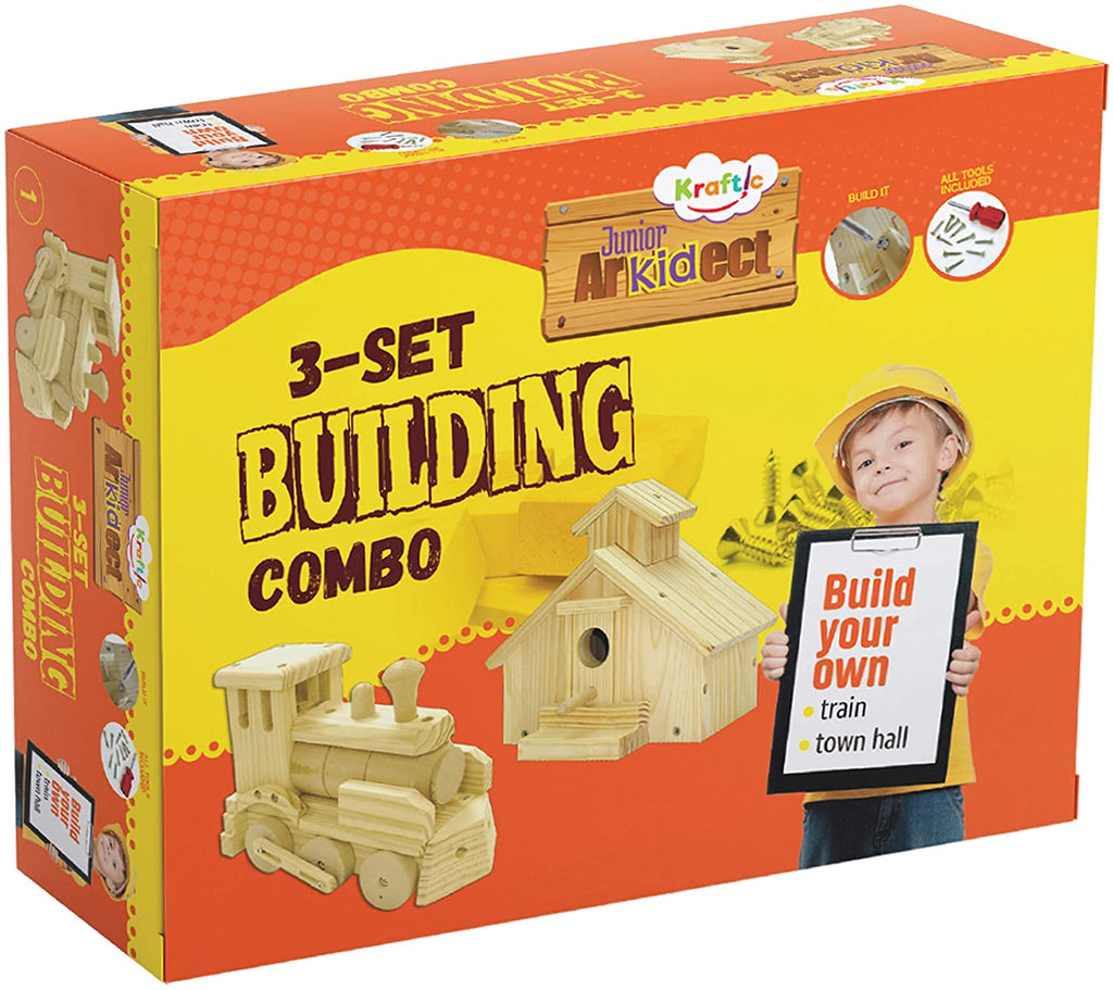 Kraftic Woodworking Building Kit for Kids and Adults, with 2 Education ...