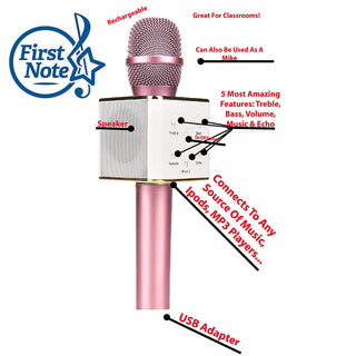 Brooklyn Karaoke Machine with 2 Wireless Microphones - Pink
