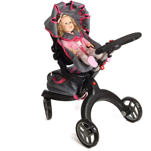 Mommy and Me SoCutie Doll Stroller with Swiveling Wheels and Adjustable Handle. Carriage Bag Included - Stokke Style