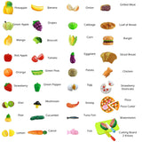 IQ Toys 40 Piece Complete Pretend Cutting Food Playset For Kids, Variety of 36 Food and 4 Cutting Accessories, Includes A Storage Container