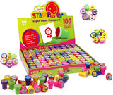 Kraftic 100 Piece Assorted Self Ink Stamp Set, with 5 Colors and 100 Different Designs: ABCs, Numbers, Math Symbols, Animals, Vehicles, and Everyday Objects