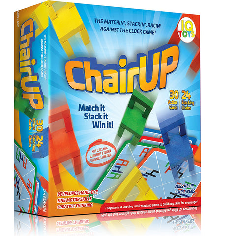 ChairUP! - The Matching, Stacking, Racing and Balancing - Family Game - Includes 24 Bright Colored Wooden Chairs; 1-4 Players