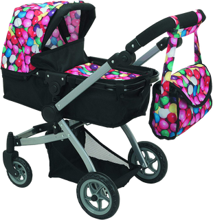 9651 B Bugaboo DOLL Bassinet Stroller with Diaper Bag and Swivel Wheels Gumball