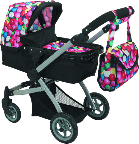 9651-B Bugaboo DOLL Bassinet Stroller with Diaper Bag and Swivel Wheels- Gumball