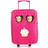 7 Piece TWIN Doll Traveling Trolley Set fits 2 18'' American girl Dolls Including Twin Sleeping Bags and accessories **Doll Not Included**