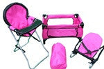 Mommy & Me 3 in 1 Doll Play Set 1 Doll Pack N Play. 2 Doll Bouncer 3.Doll High Chair. Fits 18'' Doll - Toys 2 Discover