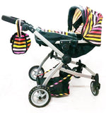 Babyboo Deluxe Twin Doll Bassinet & Stroller (Stripes) with Free Carriage - Toys 2 Discover - 3