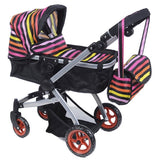 Like Bugaboo DOLL Bassinet Stroller with Diaper Bag and Swivel Wheels, Rainbow - Toys 2 Discover