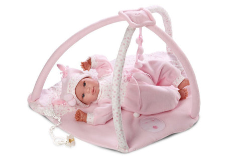 Infant Baby Girl with Play Mat Gymini 16'' Crying Doll with Pacifier