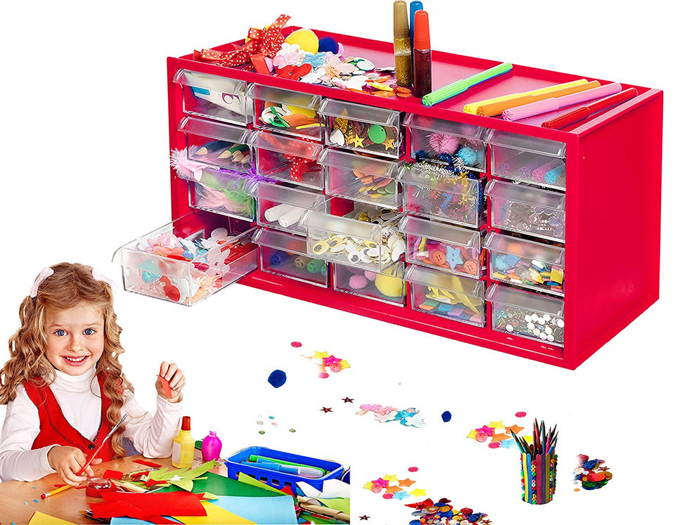Arts & Crafts Supply Center Complete with 20 Filled Drawers of