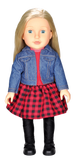 Beverly Hills 18" Doll with Blonde Hair, Dressed in a Red Dress and Denim Jacket