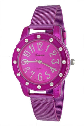 Purple-Tone Stainless Steel Watch
