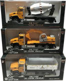 Die-Cast Metal Pullback 3 styles Cement Truck, Dump Truck, Bulldozer