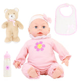 16'' Doll Soft & Huggable with Teddy Bear Bib a Magic Milk Bottle