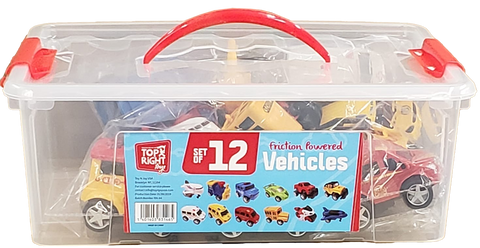 Top Right Friction Powered Vehicles- Set of 12