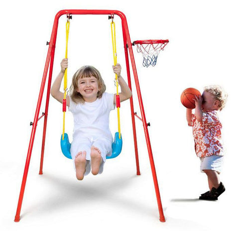 Child Basketball & Swing Play Set Kid Activity Center